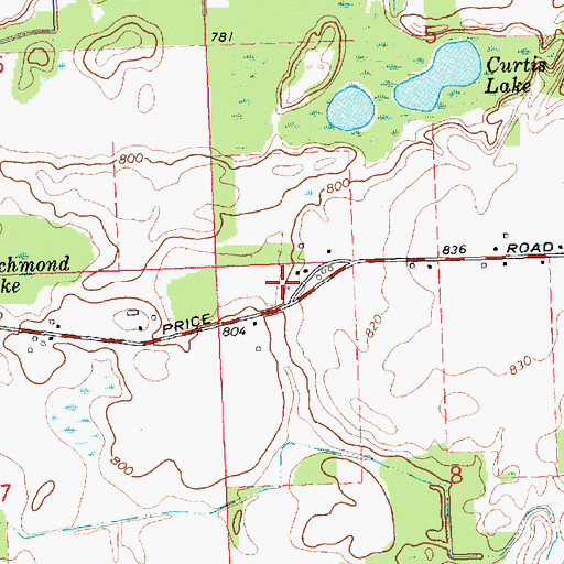 Topographic Map of Martin Farms, MI