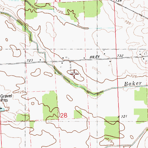 Topographic Map of Green Meadow Farms, MI