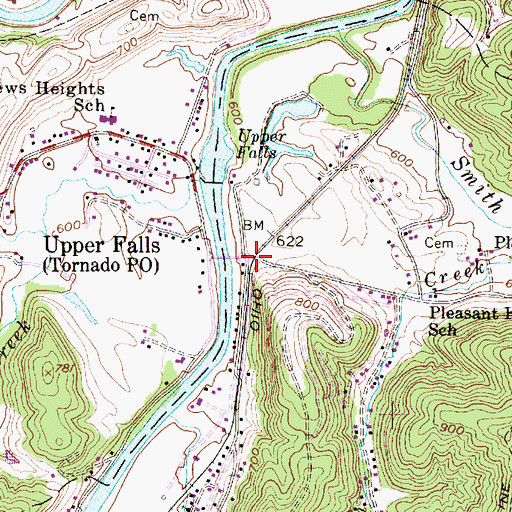Topographic Map of Upper Falls Crossing, WV