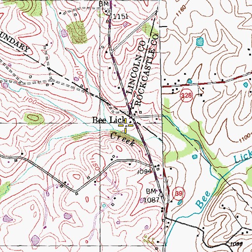 Topographic Map of Beelick Post Office (historical), KY