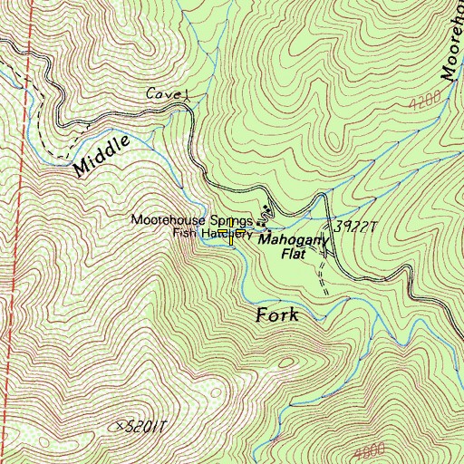 Topographic Map of Moorehouse Creek, CA