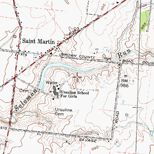 Topographic Map of Saint Martin Census Designated Place, OH