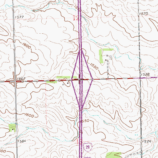 Topographic Map of Interchange 98, SD