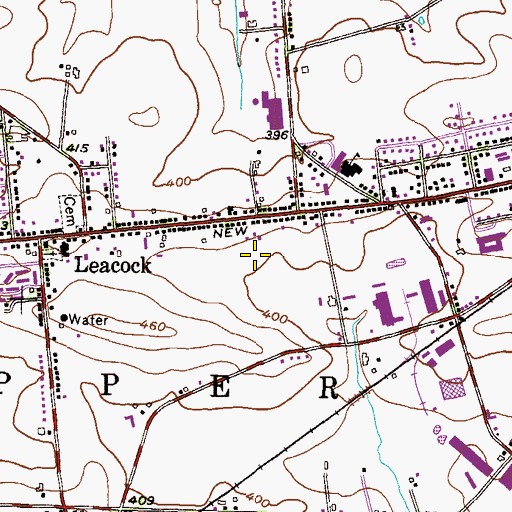Topographic Map of Gerz Nurseries, PA