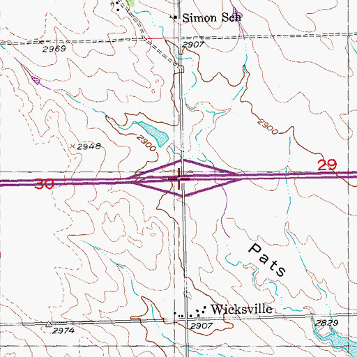 Topographic Map of Interchange 90, SD