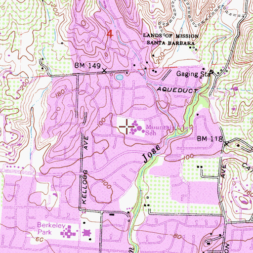 Topographic Map of Mountain View School, CA