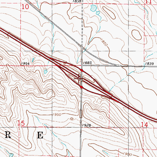 Topographic Map of Interchange 220, SD