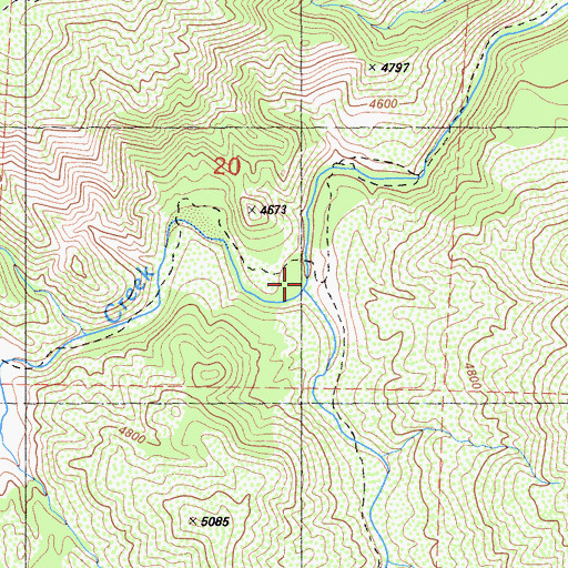 Topographic Map of Mutau Creek, CA