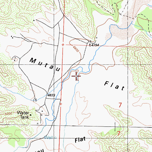 Topographic Map of Mutau Flat, CA