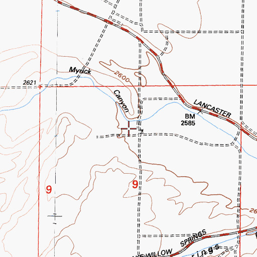 Topographic Map of Myrick Canyon, CA