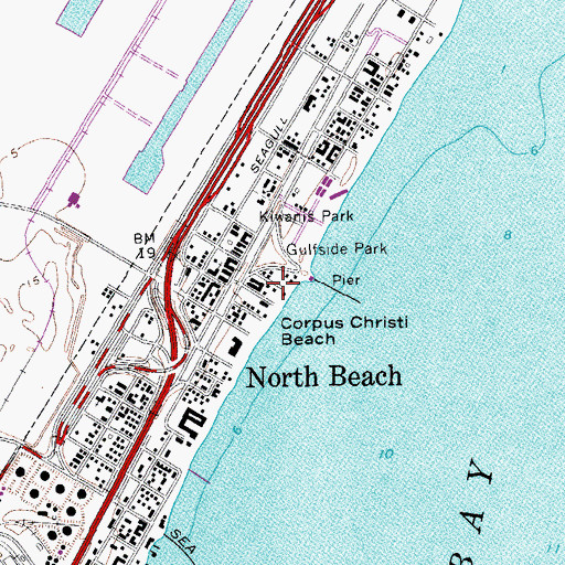 Topographic Map of Corpus Christi Beachwalk, TX