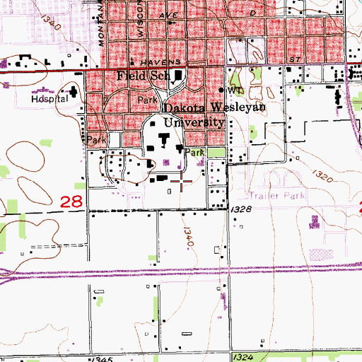 Topographic Map of Glenda K Corrigan Health Sciences Center, SD