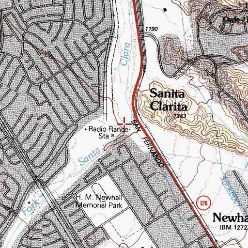 Topographic Map of Newhall Creek, CA