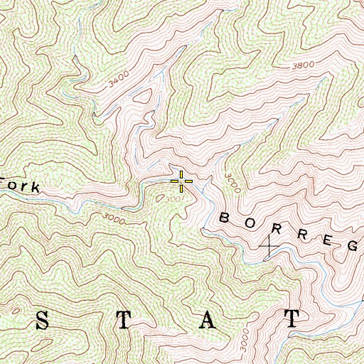 Topographic Map of North Fork Borrego Palm Canyon, CA