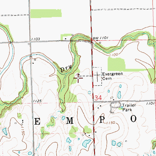 Topographic Map of Anderson Farms, KS