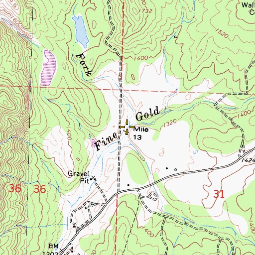 Topographic Map of North Fork Fine Gold Creek, CA