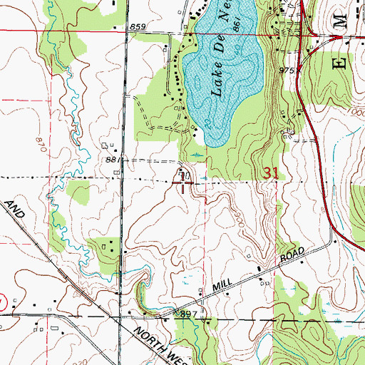 Topographic Map of Vir - Clar Farm, WI