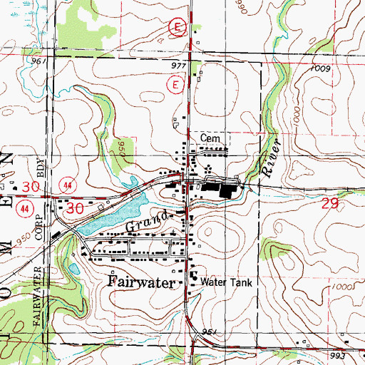 Topographic Map of Fairwater Post Office, WI