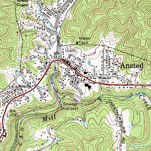 Topographic Map of Ansted Public Library, WV