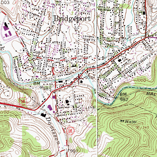 Topographic Map of Greater Bridgeport Convention and Visitors Bureau, WV