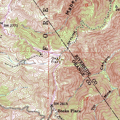 Topographic Map of Oak Flat, CA