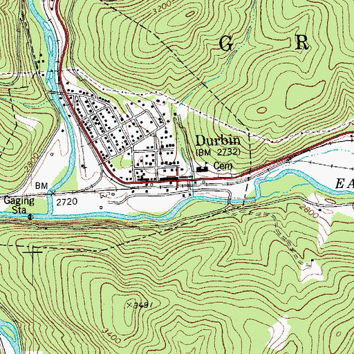 Topographic Map of Durbin Public Library, WV