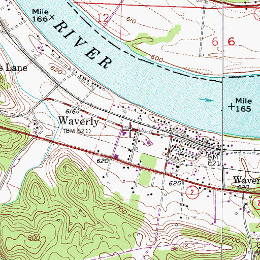 Topographic Map of Waverly Public Library, WV