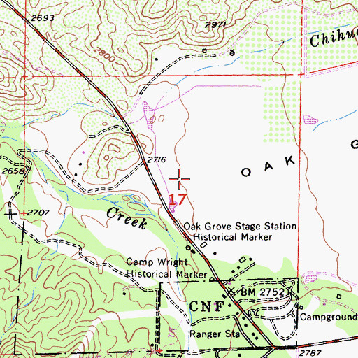 Topographic Map of Oak Grove Valley, CA