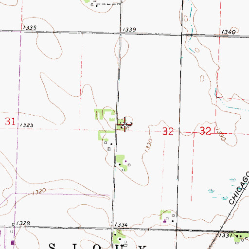 Topographic Map of Merten Farms, IA