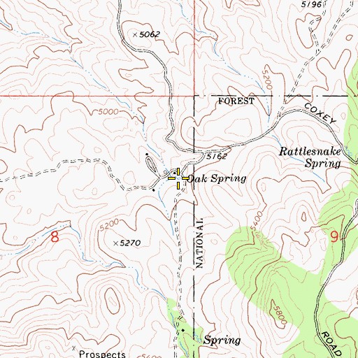 Topographic Map of Oak Spring, CA