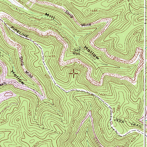 Topographic Map of Pine Grove Cemetery, WV