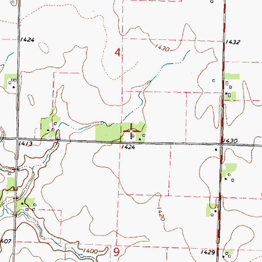 Topographic Map of Hansen Farm, IA