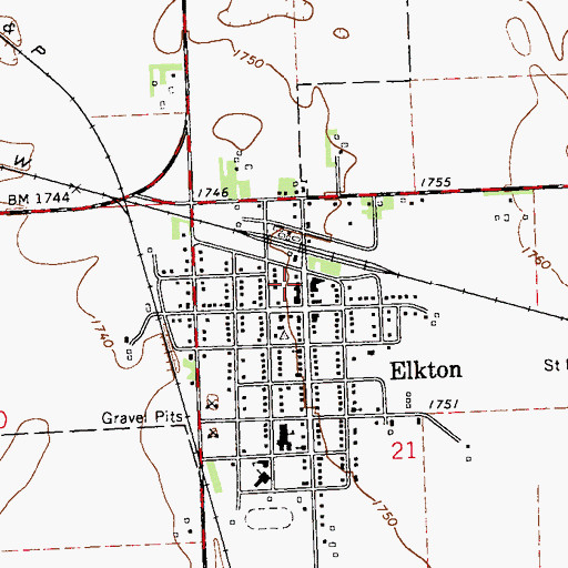 Topographic Map of Elkton Community Center, SD