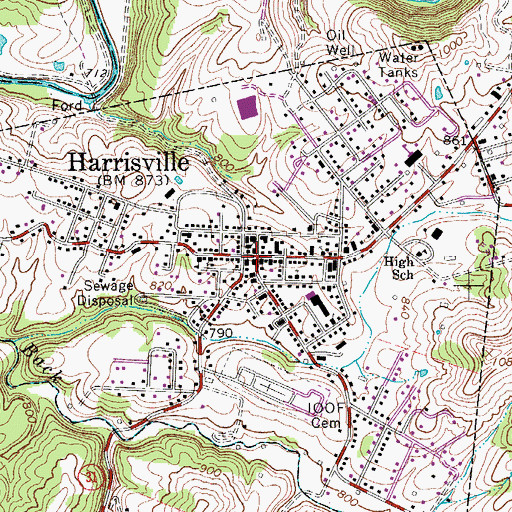 Topographic Map of Ritchie County Courthouse, WV