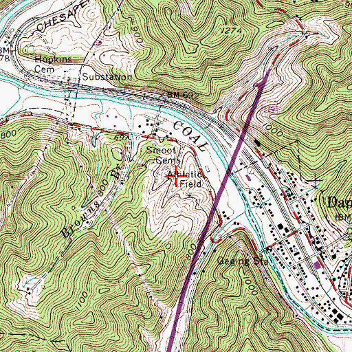 Topographic Map of West Virginia State Police Troop 5, WV