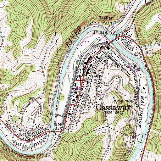 Topographic Map of Gassaway Police Department, WV
