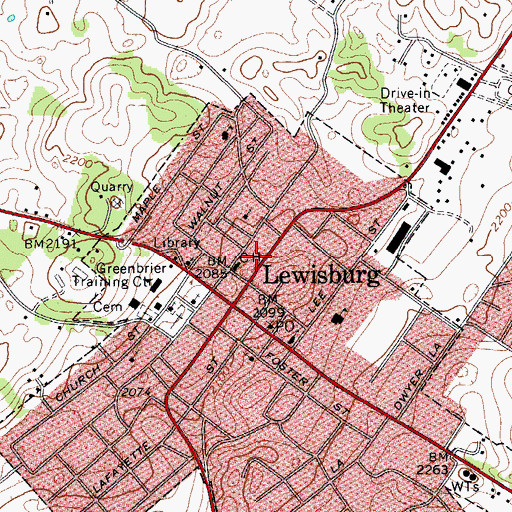 Topographic Map of Greenbrier County Sheriffs Office, WV