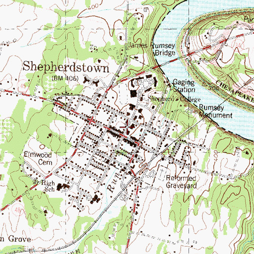 Topographic Map of Shepherdstown Police Department, WV