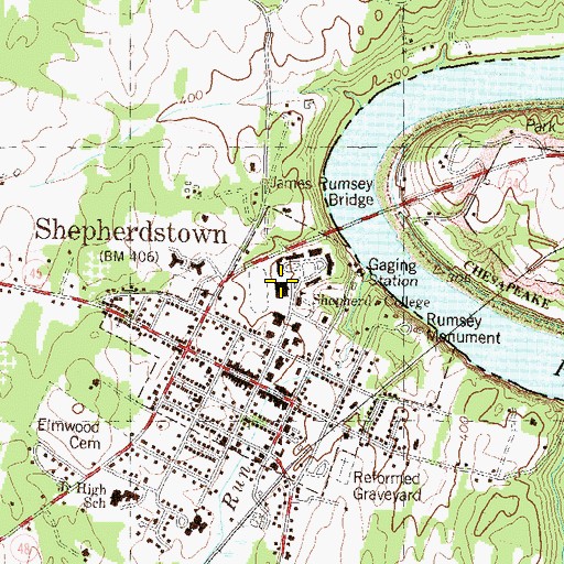 Topographic Map of Shepherd University Police Department, WV