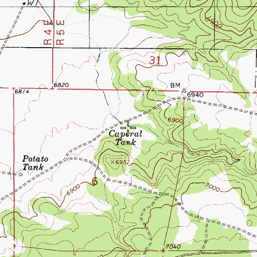 Topographic Map of Caporal Tank, AZ
