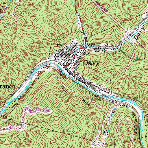 Topographic Map of Davy Police Department, WV
