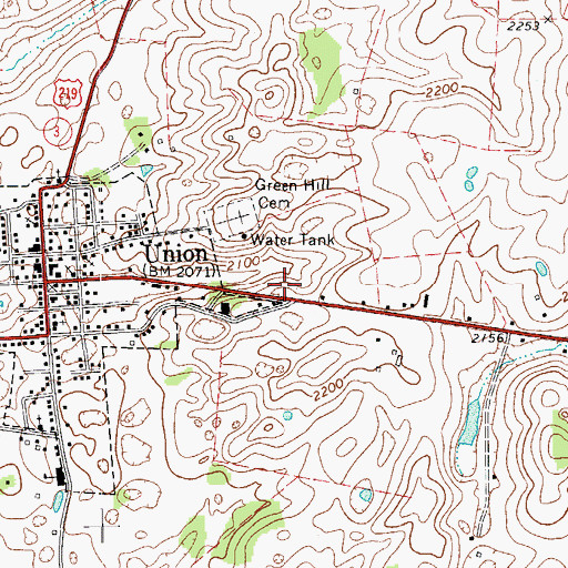 Topographic Map of West Virginia State Police Troop 6 - Union Detachment, WV