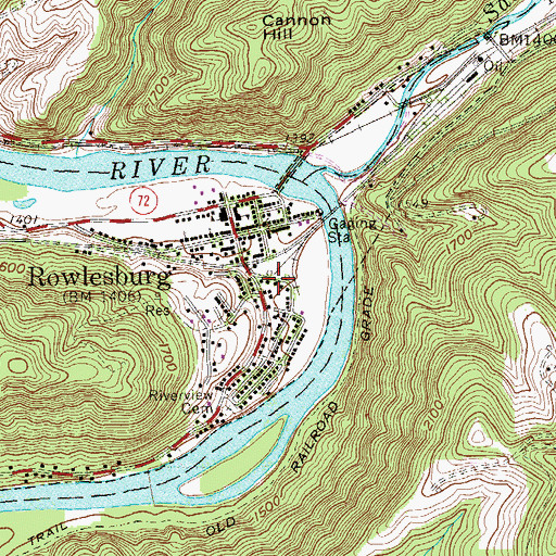 Topographic Map of Rowlesburg Police Department, WV