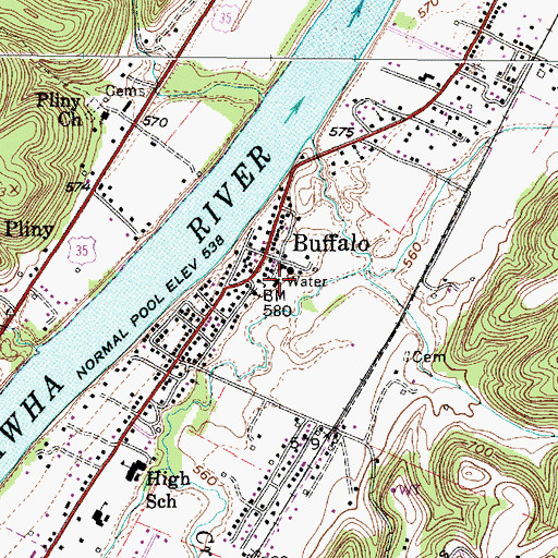 Topographic Map of Buffalo Police Department, WV