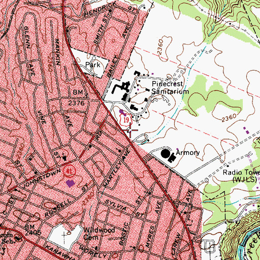 Topographic Map of Raleigh County Sheriff's Office, WV