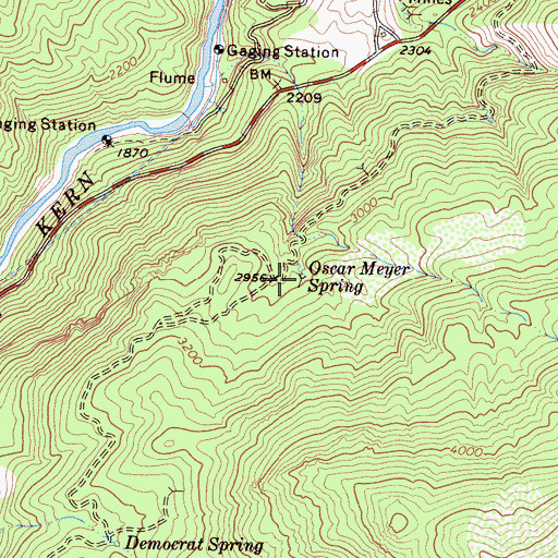 Topographic Map of Oscar Meyer Spring, CA