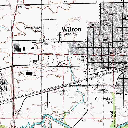 Topographic Map of Wilton Water Treatment Plant, IA