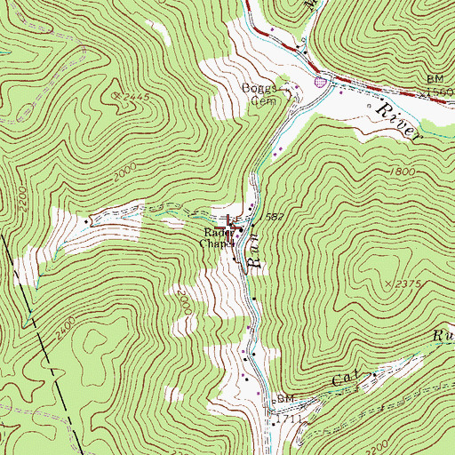 Topographic Map of Amos Cemetery, WV