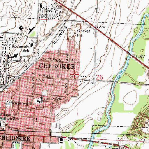 Topographic Map of Cherokee Water Plant, IA