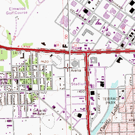 Topographic Map of Sioux Falls Convention Center, SD